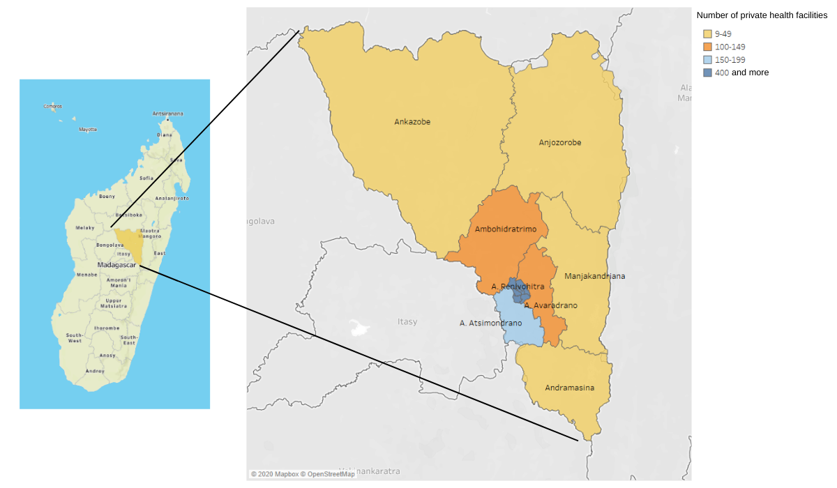 Map of facilities surveyed in Antananarivo, Madagascar