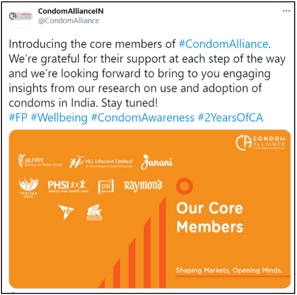 Image of a condom alliance tweet