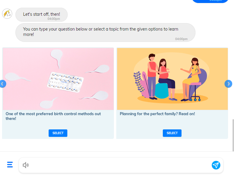 Screenshot of the HelloJubi chatbot